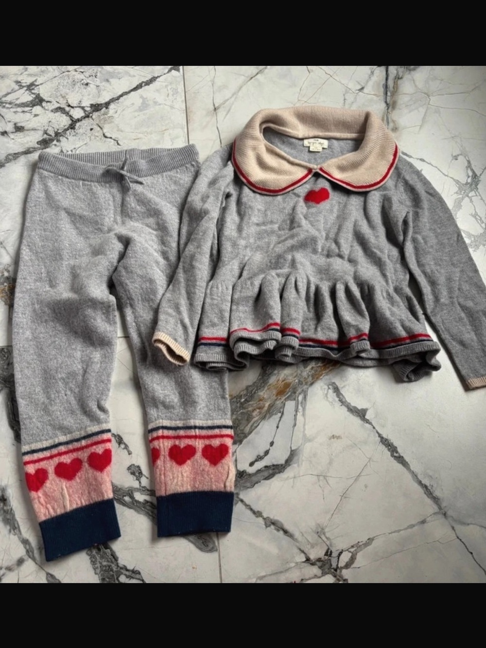 Rare Konges Slojd sweater set 2 pc Knit Heart Collar Sweater Set girls size 6